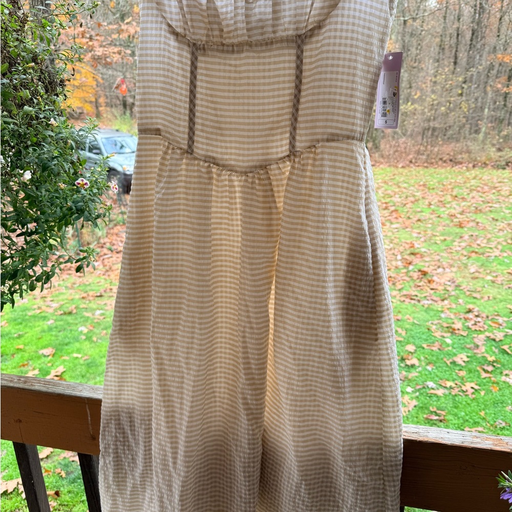 Wild Fable Beige Gingham Maxi Dress